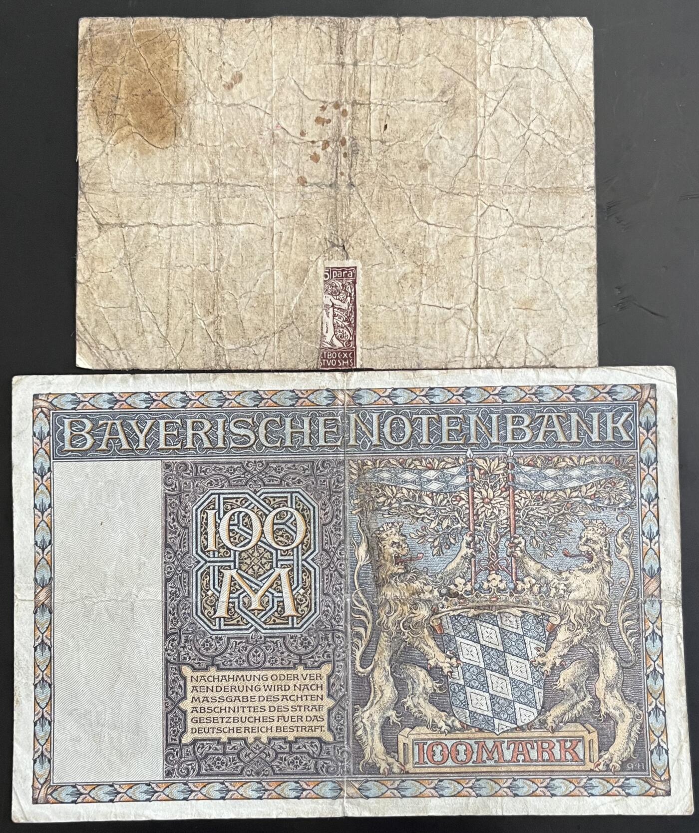 小福收藏拍卖第202期 流通品相裸钞 特惠场 本场全部为欧洲纸币【佣金仅收2% 不设最低佣金 全场包邮】 德国 1922年 100马克 奥斯曼帝国 土耳其  20 皮阿斯特 一组2张