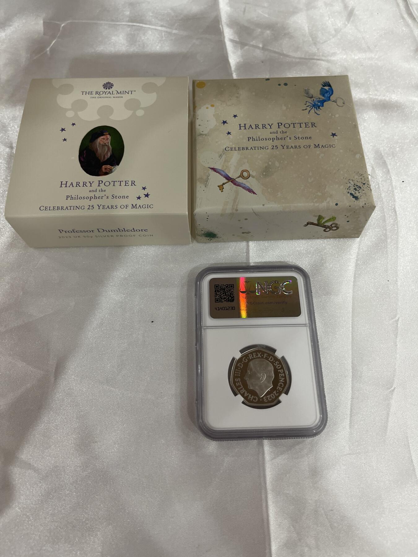 哈利波特系列银币，2023年英国官方发行，精制币，带原装盒和证书，NGC评级PF68 ULTRA CAMEO，收藏佳品 盒子完好，