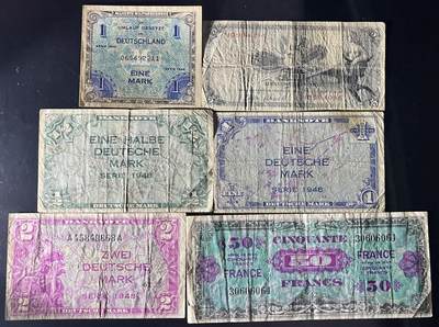 小福收藏拍卖第202期 流通品相裸钞 特惠场 本场全部为欧洲纸币【佣金仅收2% 不设最低佣金 全场包邮】 德国军票 1组6张