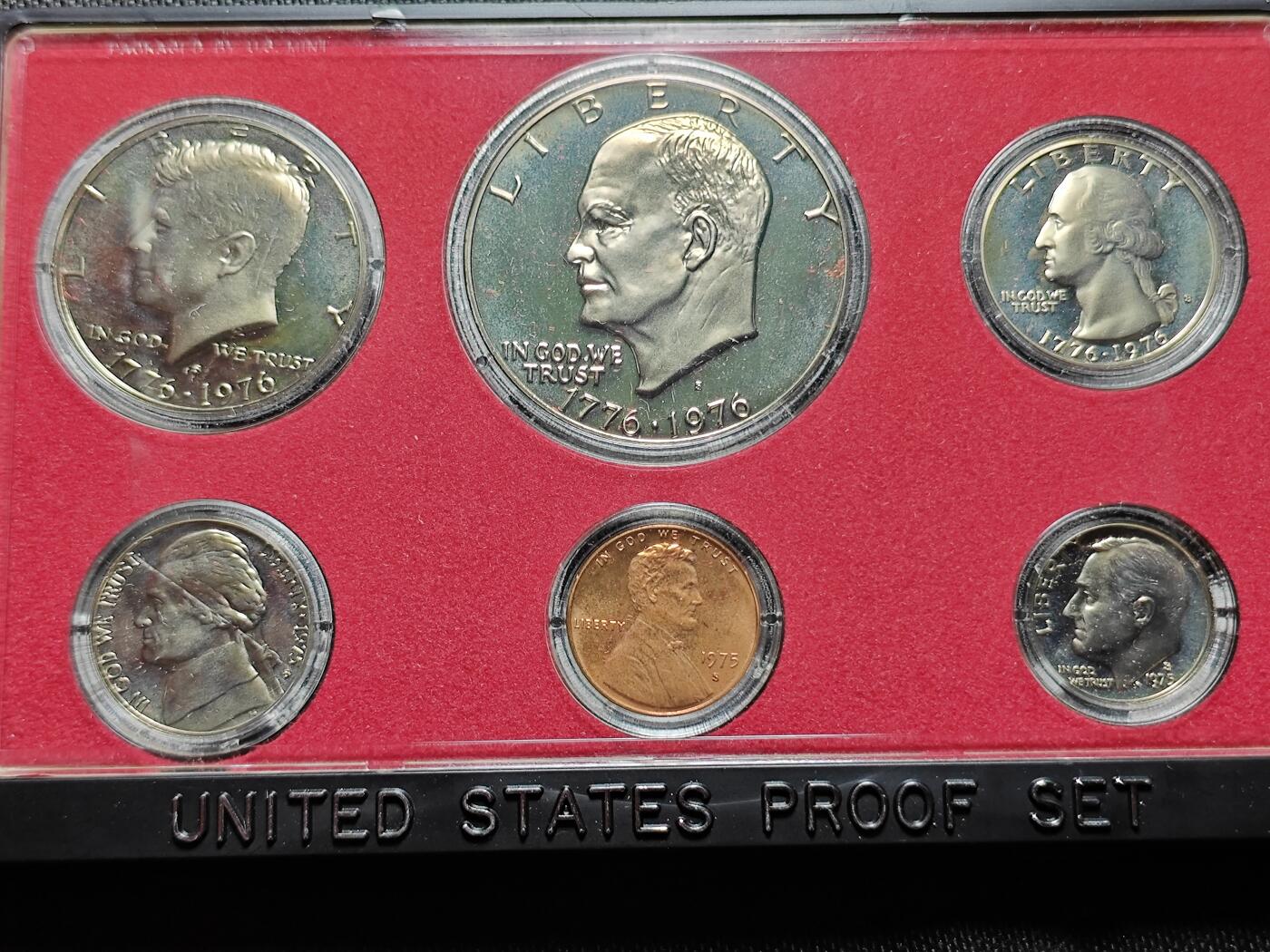 KK钱币收藏小铺   套币 批量/好品散币专场 2月预留时间 周末发货   1975美国大小面值清年精制套币 含艾克大一元精制币