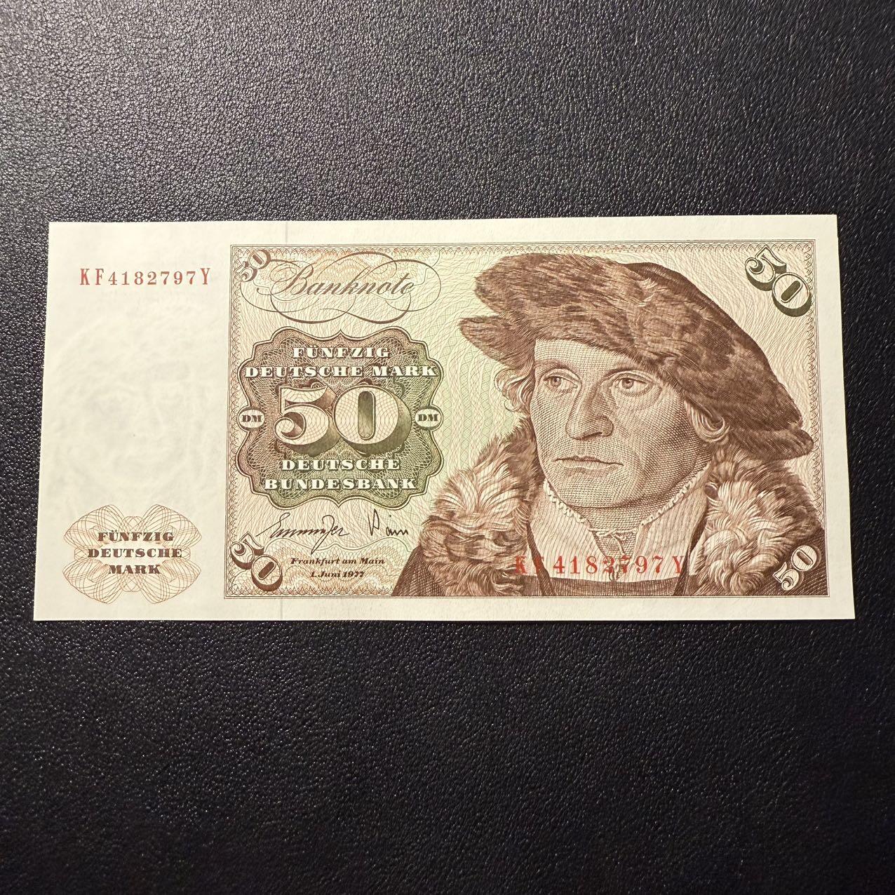第15期 库存 德国1977年50马克 全新unc- 边缘轻微潮