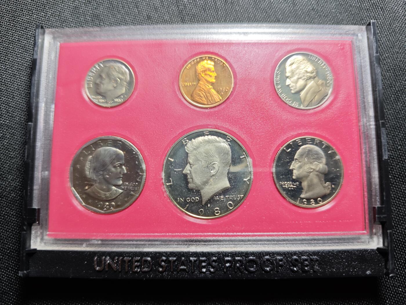 KK钱币收藏小铺   套币 批量/好品散币专场 2月预留时间 周末发货  1980美国大小面值清年精制套币 含苏珊一元精制币