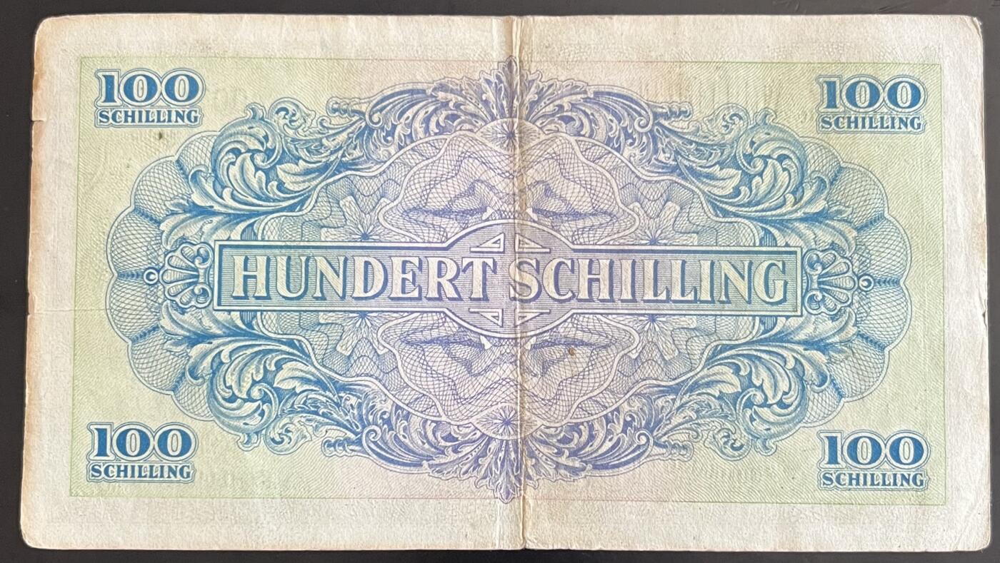 小福收藏拍卖第202期 流通品相裸钞 特惠场 本场全部为欧洲纸币【佣金仅收2% 不设最低佣金 全场包邮】 奥地利 1944年 100先令