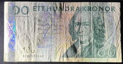小福收藏拍卖第202期 流通品相裸钞 特惠场 本场全部为欧洲纸币【佣金仅收2% 不设最低佣金 全场包邮】 瑞典 2009年 100克朗