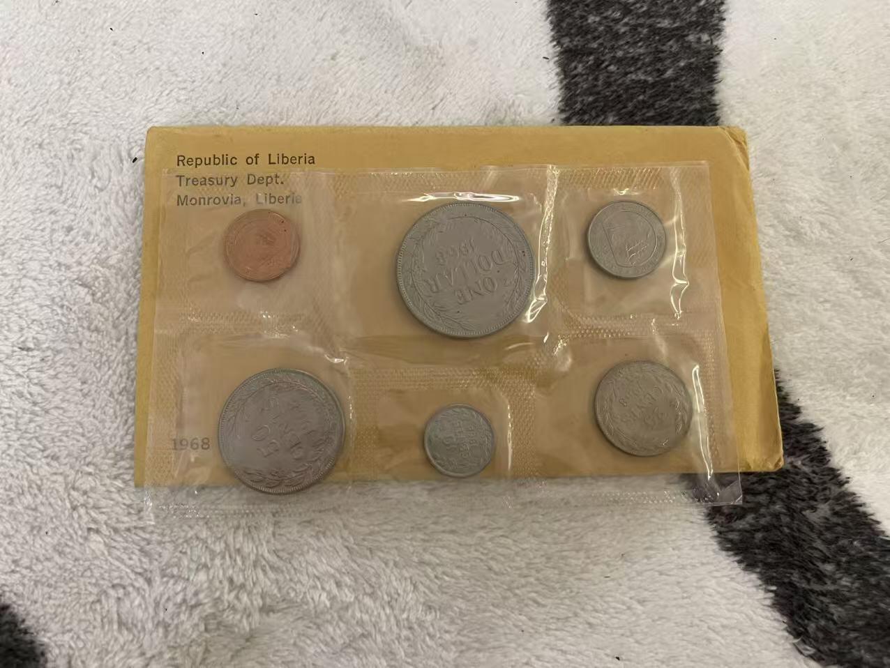 ❤️【币观天下】❤️ 第343期钱币秒杀拍卖场- 2026.3.6周五晚上6点半场 长期征集拍品  利比里亚1968年官方原塑封套币 含原信封