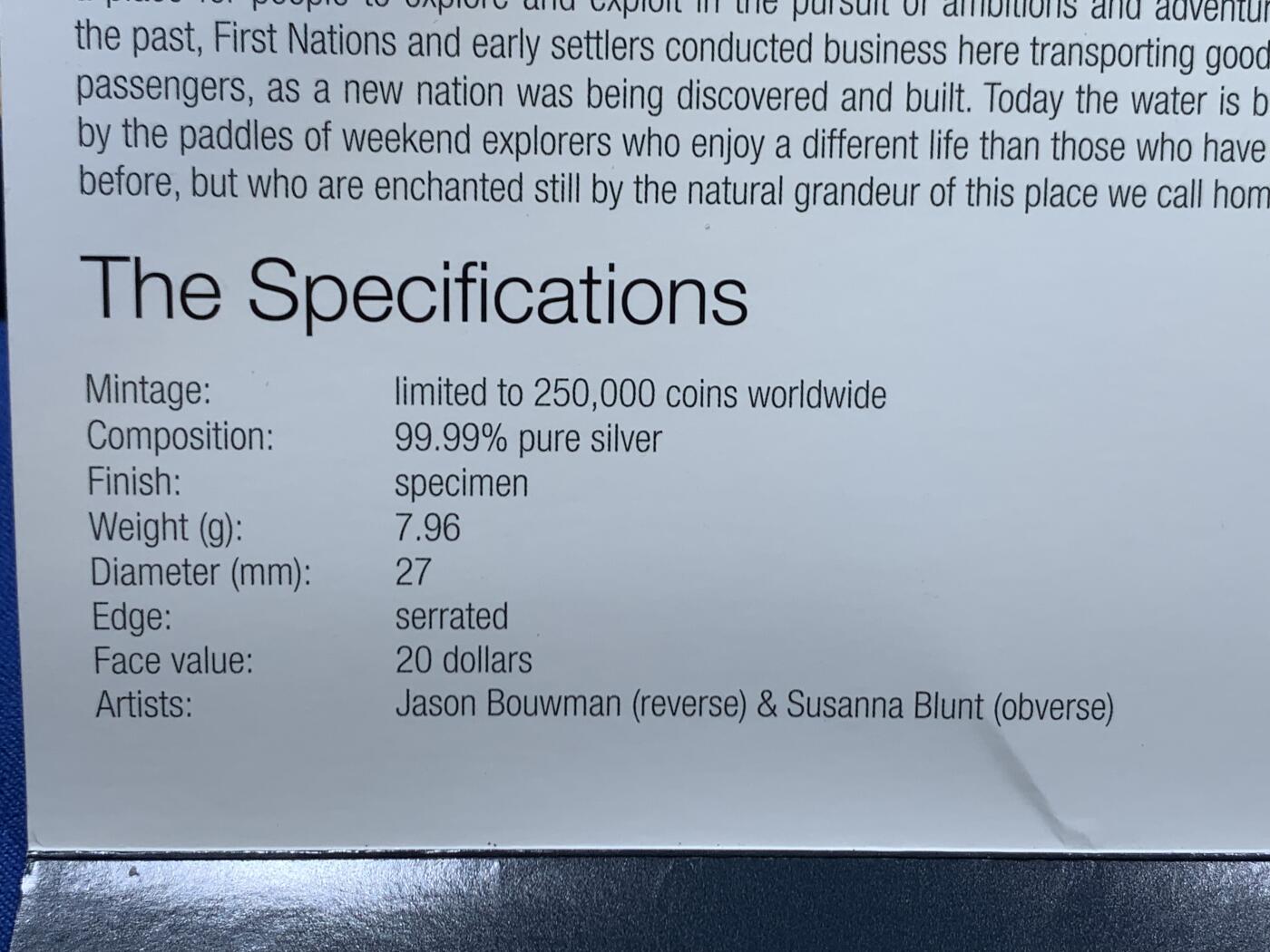 《竞宝斋》第467场 周日，周一 2场连拍 （全场包邮）欢迎送拍 加拿大2011年20加元类精制银币 独木舟 2013年获奖币最佳银币 7.98克999银 卡装