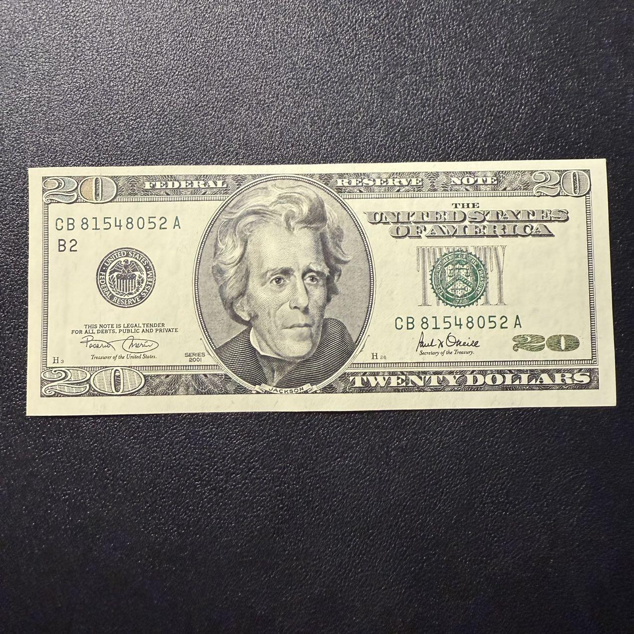 第15期 库存 美国 2001年大头20 全新unc-