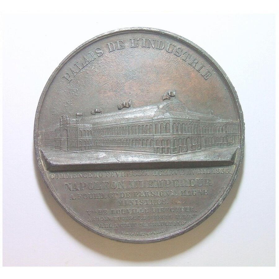 【艺术】法国艺术大章1855年 自由女神+巴黎世博会高浮雕精制超大锌章 68MM 120克