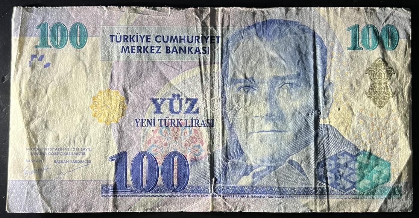 小福收藏拍卖第201期 流通品相裸钞 特惠场 本场拍卖美洲大洋洲非洲亚洲纸币【佣金仅收2% 不设最低佣金 全场包邮】 土耳其 2005年 100里拉 F