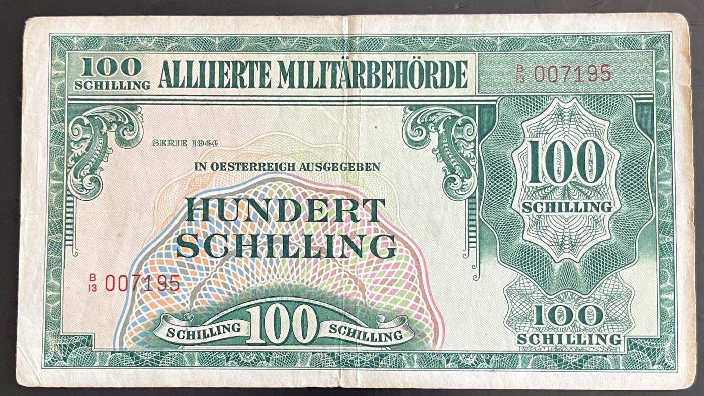 小福收藏拍卖第202期 流通品相裸钞 特惠场 本场全部为欧洲纸币【佣金仅收2% 不设最低佣金 全场包邮】 奥地利 1944年 100先令