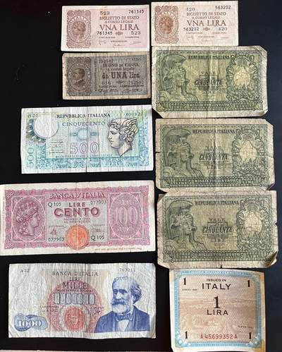 小福收藏拍卖第202期 流通品相裸钞 特惠场 本场全部为欧洲纸币【佣金仅收2% 不设最低佣金 全场包邮】 - 意大利纸币 1组10张