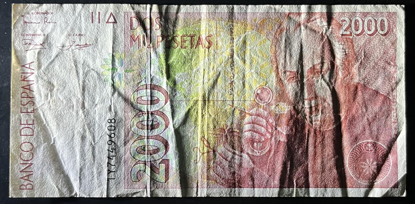 小福收藏拍卖第202期 流通品相裸钞 特惠场 本场全部为欧洲纸币【佣金仅收2% 不设最低佣金 全场包邮】 西班牙 1992年 2000比塞塔