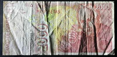 小福收藏拍卖第202期 流通品相裸钞 特惠场 本场全部为欧洲纸币【佣金仅收2% 不设最低佣金 全场包邮】 西班牙 1992年 2000比塞塔