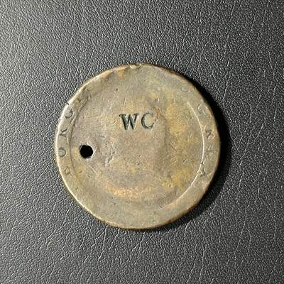 【铜匠收藏】★第141★散币专场 不寄存，30包邮。不满30元，支付5元运费。《接受代拍 代送NGC评级》 - 英国 1797年 车轮1便士铜币 有打孔和文字