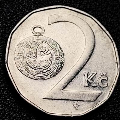 泉币菌-第204场-元宵节专场 本场拍品多 请提前出价 - 1995年 捷克2克朗硬币 双尾狮