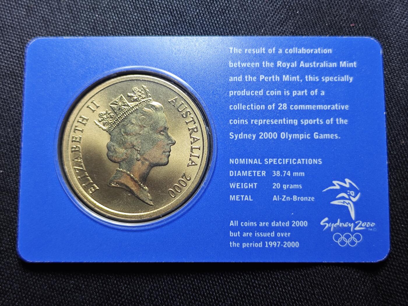 KK钱币收藏小铺   套币 批量/好品散币专场 2月预留时间 周末发货   2000澳大利亚5元奥运纪念币 卡套