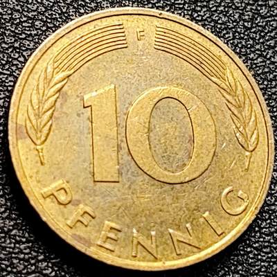 泉币菌-第204场-元宵节专场 本场拍品多 请提前出价 - 联邦德国1987年 10芬尼硬币 橡树麦穗  银行版 21.5mm