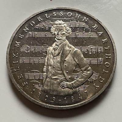🌹外币初藏🌹🐯2026年第23场  每周二四六晚8️⃣点 接代拍 - 联邦德国1984年5马克 门德尔松诞辰175周年纪念币