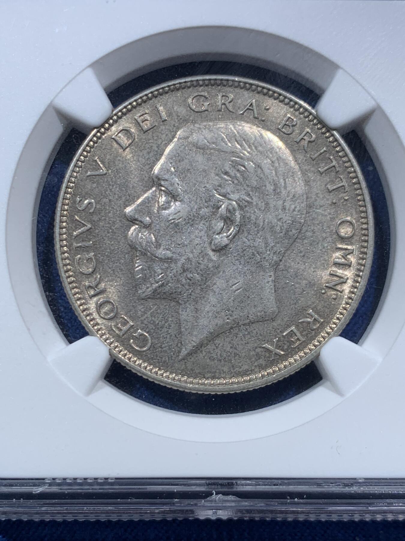 《竞宝斋》第467场 周日，周一 2场连拍 （全场包邮）欢迎送拍 NGC AU58 英国1936年乔治五世半克朗银币