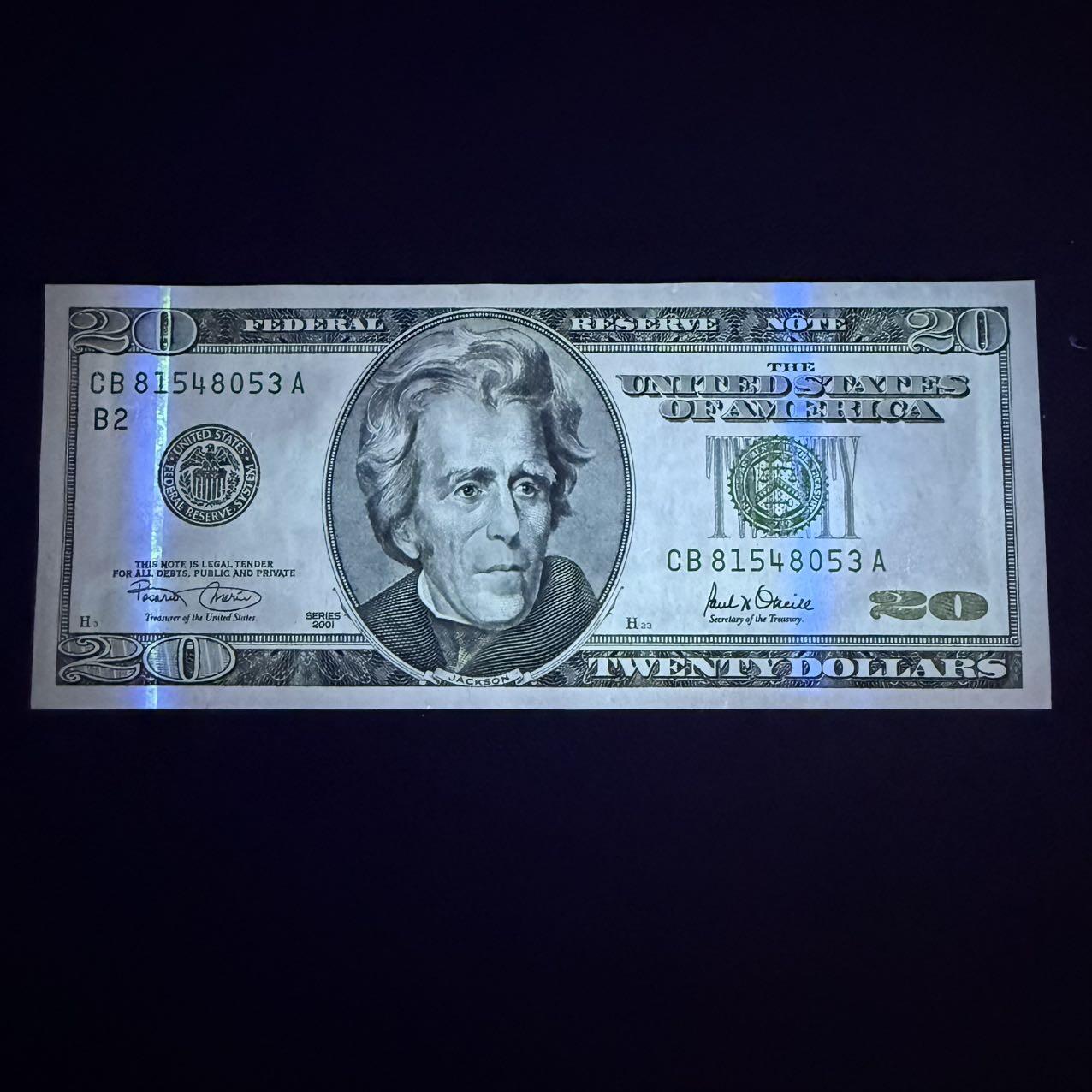 第15期 库存 美国 2001年大头20 全新unc-