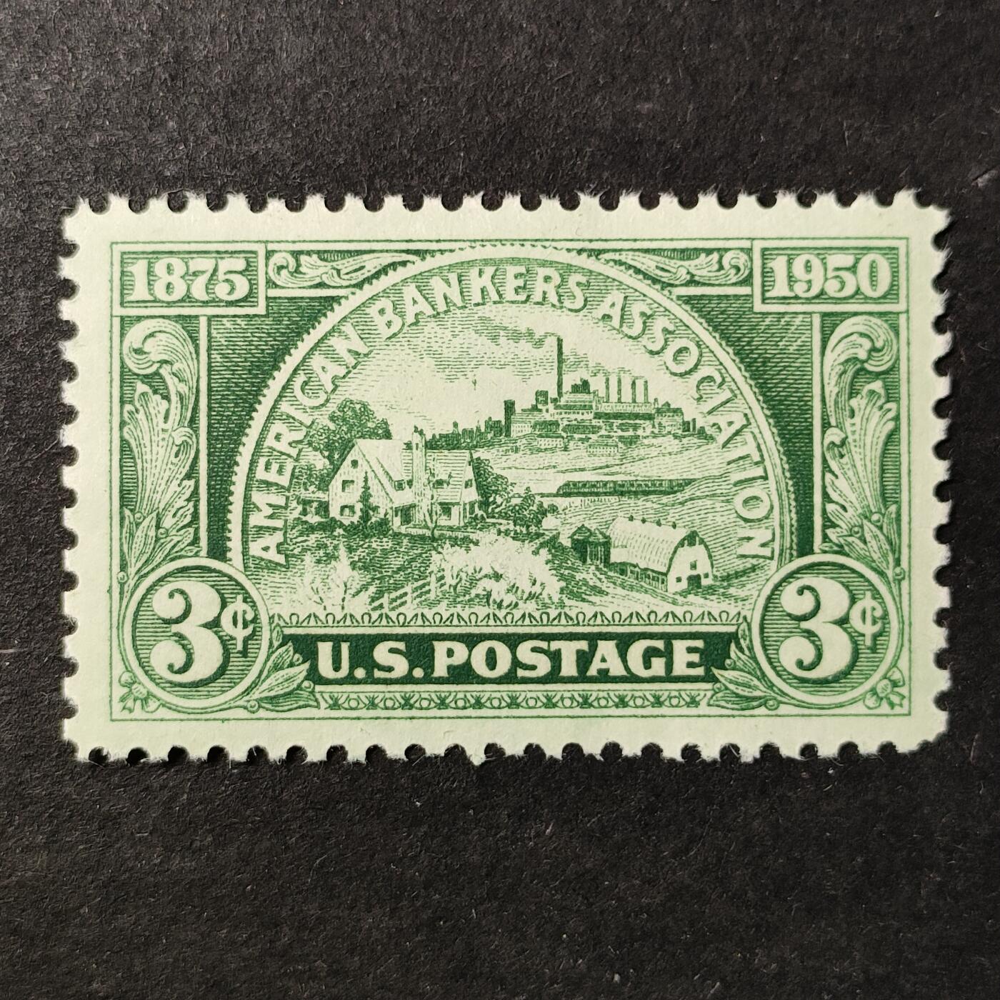 ↓君缘收藏752期☞钱币邮品↓无佣金、可寄存、满30元包邮  美国邮票，1950年银行家协会成立75周年邮票雕刻版1全