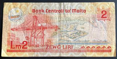 小福收藏拍卖第202期 流通品相裸钞 特惠场 本场全部为欧洲纸币【佣金仅收2% 不设最低佣金 全场包邮】 马耳他 1986年 2里拉