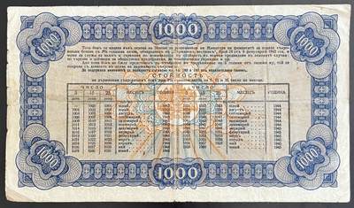 小福收藏拍卖第202期 流通品相裸钞 特惠场 本场全部为欧洲纸币【佣金仅收2% 不设最低佣金 全场包邮】 保加利亚 1945年 1000列弗