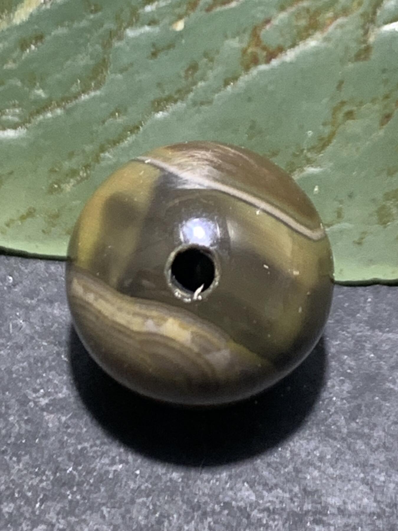 精美战国红玛瑙高玉化天眼纹拉丝料圆珠一颗