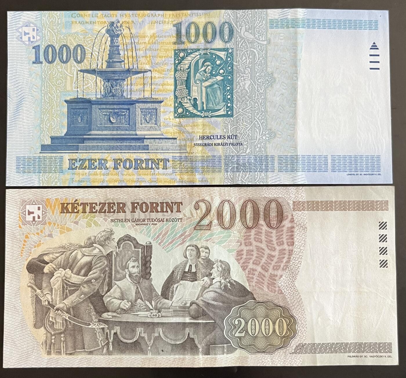 小福收藏拍卖第202期 流通品相裸钞 特惠场 本场全部为欧洲纸币【佣金仅收2% 不设最低佣金 全场包邮】 匈牙利 1998年 1000+2000福林 首版 1组2张