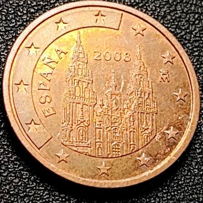 泉币菌-第204场-元宵节专场 本场拍品多 请提前出价 - 2008年西班牙5欧分硬币 圣地亚哥-德 孔波斯特拉主教座堂21毫米