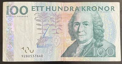 小福收藏拍卖第202期 流通品相裸钞 特惠场 本场全部为欧洲纸币【佣金仅收2% 不设最低佣金 全场包邮】 - 瑞典 2009年 100克朗