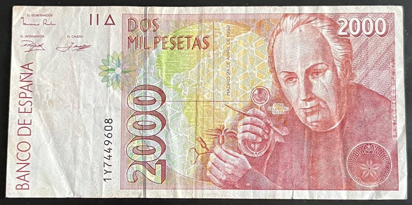 小福收藏拍卖第202期 流通品相裸钞 特惠场 本场全部为欧洲纸币【佣金仅收2% 不设最低佣金 全场包邮】 西班牙 1992年 2000比塞塔