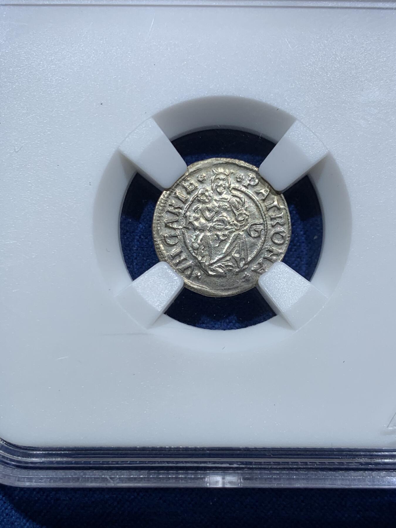 《竞宝斋》第467场 周日，周一 2场连拍 （全场包邮）欢迎送拍 ZDGS AU 匈牙利1509年弗拉迪斯劳斯二世圣母抱婴1第纳尔银币 少见品种，打制和光泽极美，观感极佳