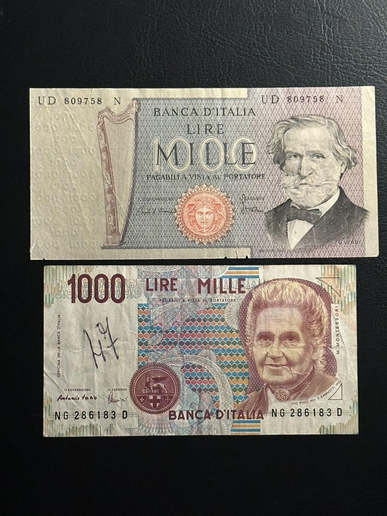 丙午马年开年第三场（大更新） 意大利1000里拉，一组两张不同版本！歌剧院品种不错！（不设起拍放漏）