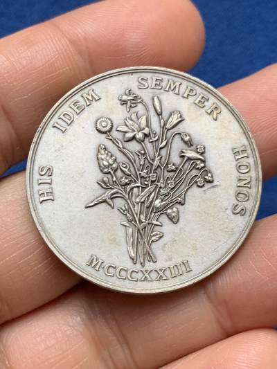 《竞宝斋》第467场 周日，周一 2场连拍 （全场包邮）欢迎送拍 - 法国图卢兹花卉节银质代币，22.51g，35.7mm，丰饶角1argent边铭