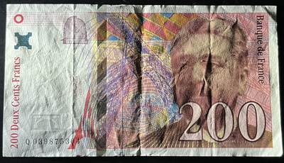 小福收藏拍卖第202期 流通品相裸钞 特惠场 本场全部为欧洲纸币【佣金仅收2% 不设最低佣金 全场包邮】 法国 1996年 200法郎