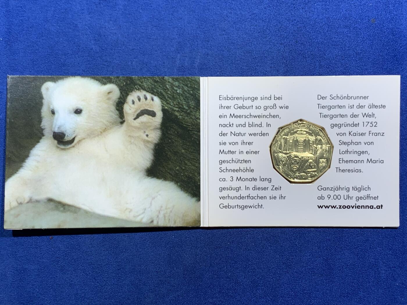 《竞宝斋》第467场 周日，周一 2场连拍 （全场包邮）欢迎送拍 奥地利2002年5欧元类精制银币 美泉宫动物园250周年 10克800银 卡装 （8克是指纯银净重）