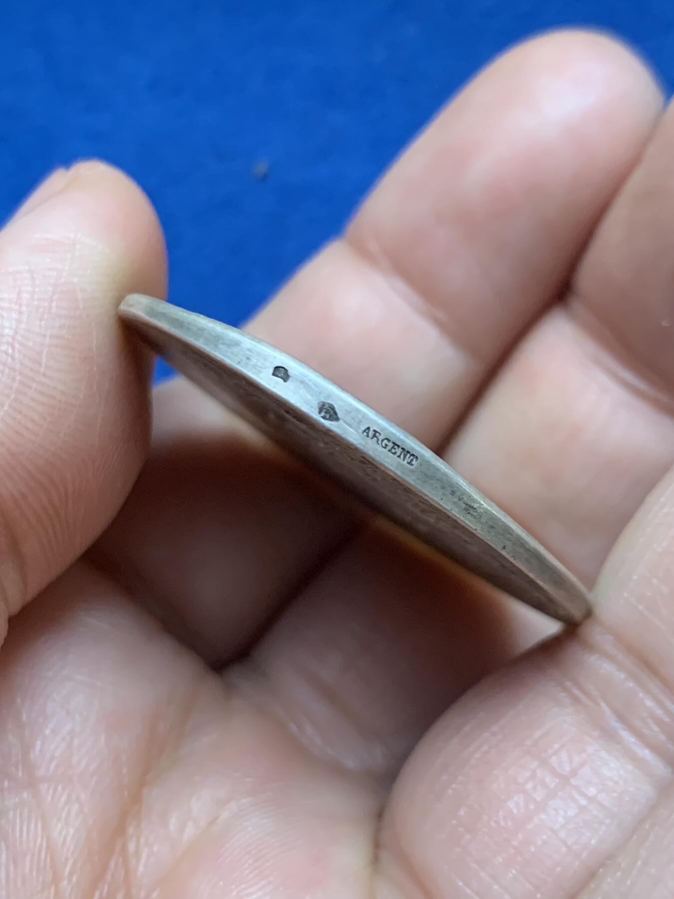 《竞宝斋》第467场 周日，周一 2场连拍 （全场包邮）欢迎送拍 法国玛丽安娜女神银章 野猪头 菱形银标 20克 36.5mm