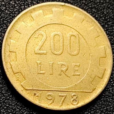 泉币菌-第204场-元宵节专场 本场拍品多 请提前出价 - 意大利1978年200里拉 丰收女神 齿轮 铝青铜币 外国硬币 24mm  