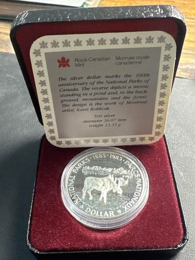 ❤️【币观天下】❤️ 第343期钱币秒杀拍卖场- 2026.3.6周五晚上6点半场 长期征集拍品  - 1985 加拿大 原始生物北美驯鹿银币 带盒带证书【精制】银币