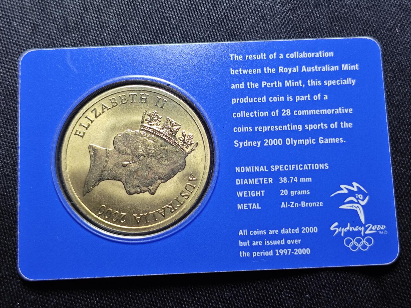 KK钱币收藏小铺   套币 批量/好品散币专场 2月预留时间 周末发货   2000澳大利亚5元奥运纪念币 卡套