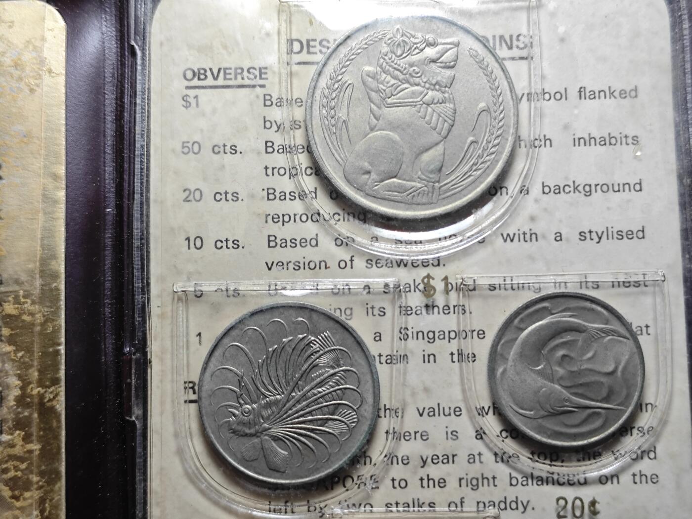 KK钱币收藏小铺   套币 批量/好品散币专场 2月预留时间 周末发货  1973新加坡动物版大小面值清年一套 有粘胶点点破损