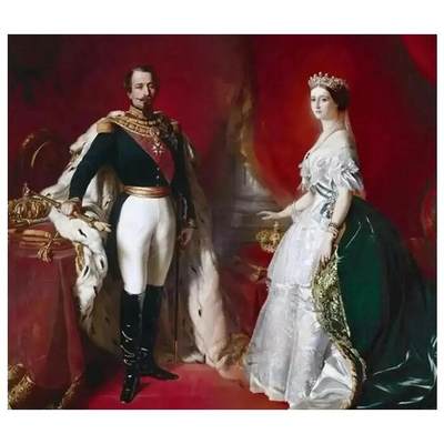 法国1853年 拿破仑三世和皇后高浮雕精制大镀银章 50MM 法国1853年 拿破仑三世和皇后高浮雕精制大镀银章 50MM