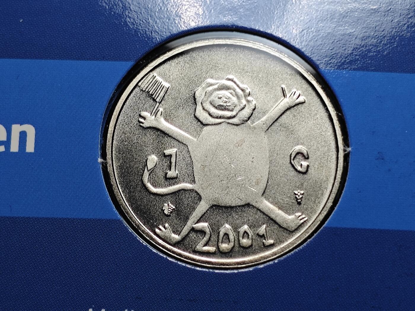 KK钱币收藏小铺   套币 批量/好品散币专场 2月预留时间 周末发货  2001荷兰1盾纪念币卡册 最后的盾