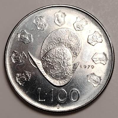 布加迪🐬～世界钱币(上海)🌾第 278 期 /  各国套币和散币 - 圣马力诺🇸🇲 1979年 100里拉