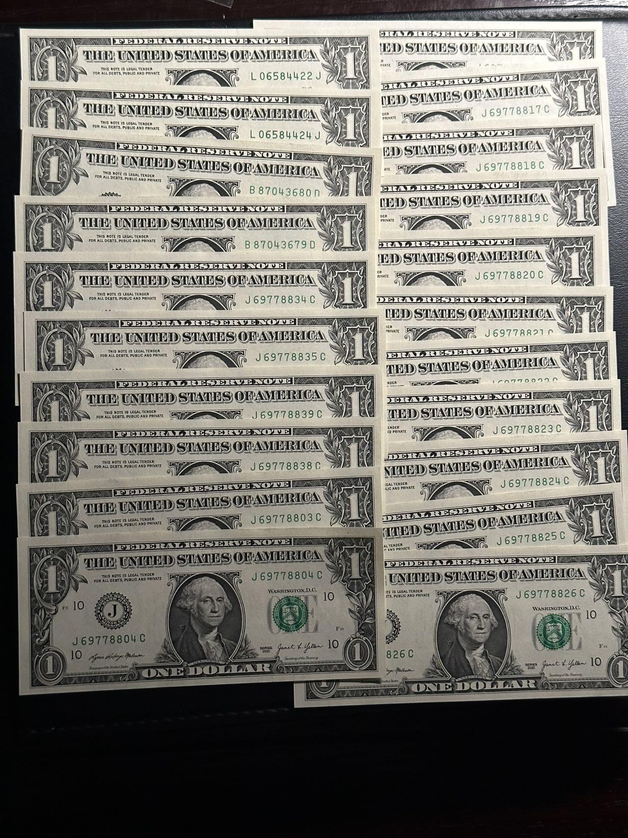 丙午马年开年第三场（大更新） 美国1$*21，5$*3，10$*17，累计41张，306$。未流通品相！有很多都是连号的，厂别，年份如图。