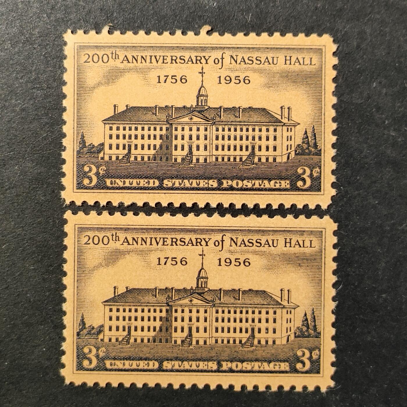 ↓君缘收藏752期☞钱币邮品↓无佣金、可寄存、满30元包邮  美国邮票，1956年普林斯顿大学拿骚堂建成200周年建筑邮票雕刻版1全，随机发一枚