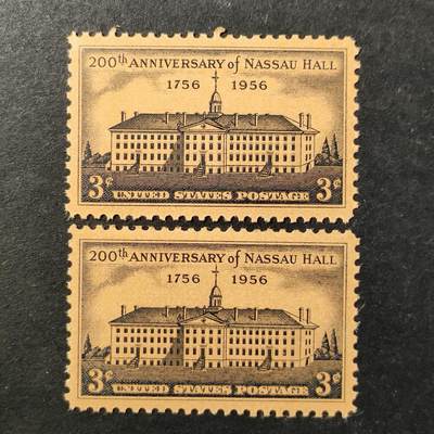 ↓君缘收藏752期☞钱币邮品↓无佣金、可寄存、满30元包邮  - 美国邮票，1956年普林斯顿大学拿骚堂建成200周年建筑邮票雕刻版1全，随机发一枚