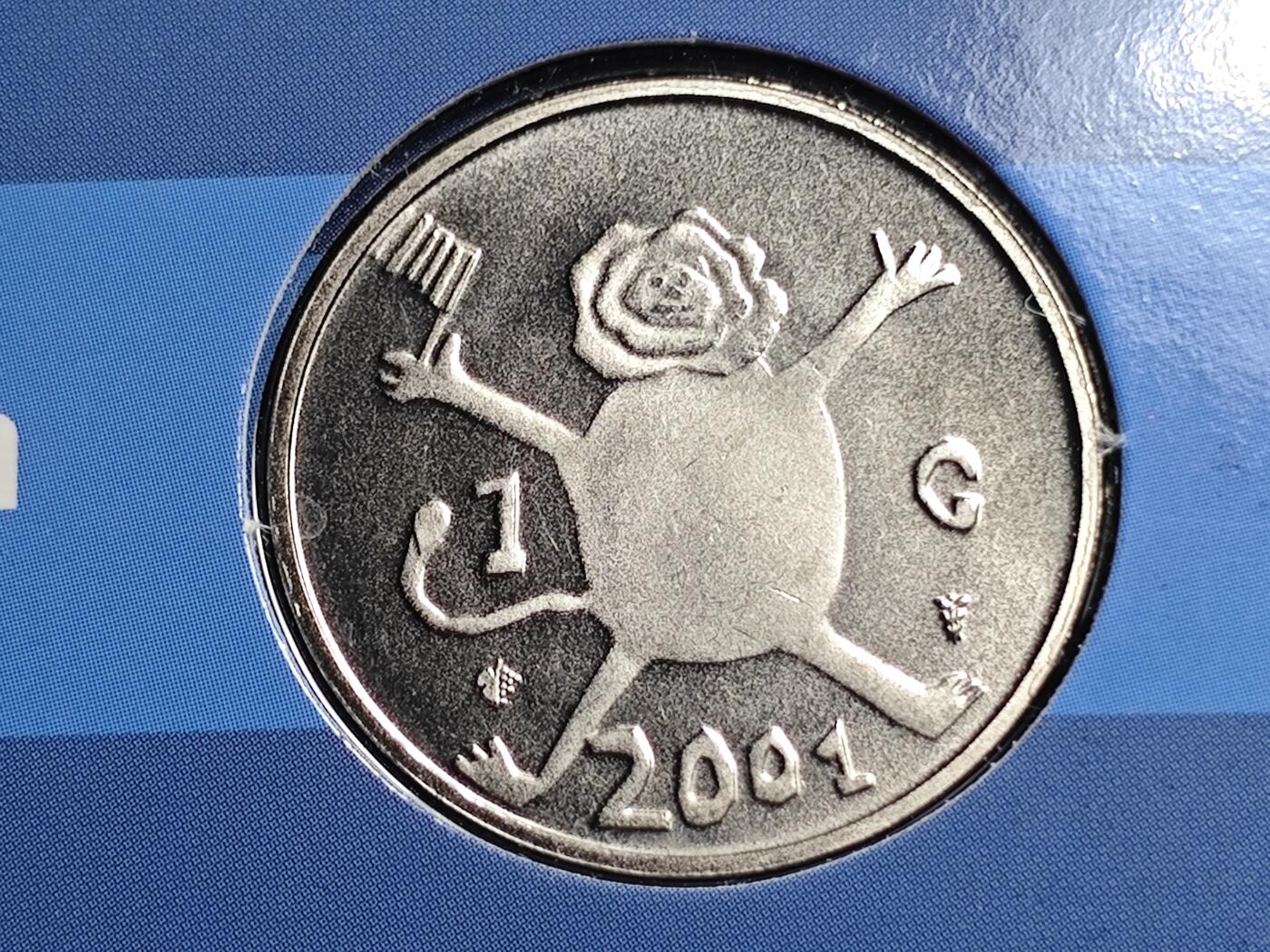 KK钱币收藏小铺   套币 批量/好品散币专场 2月预留时间 周末发货  2001荷兰1盾纪念币卡册 最后的盾