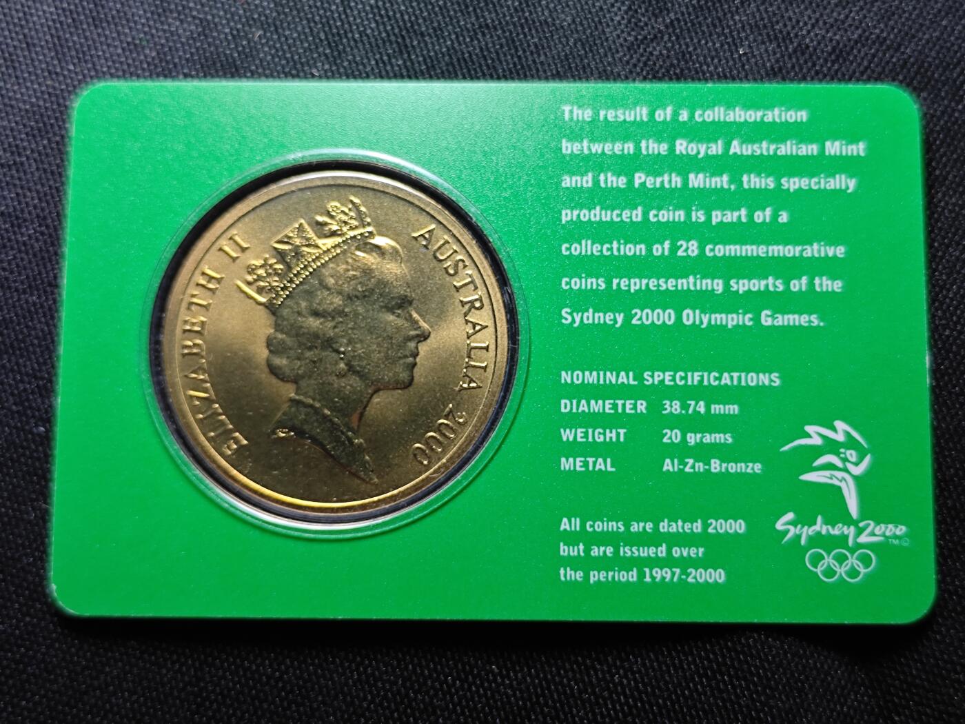 KK钱币收藏小铺   套币 批量/好品散币专场 2月预留时间 周末发货   2000澳大利亚5元奥运纪念币 卡套